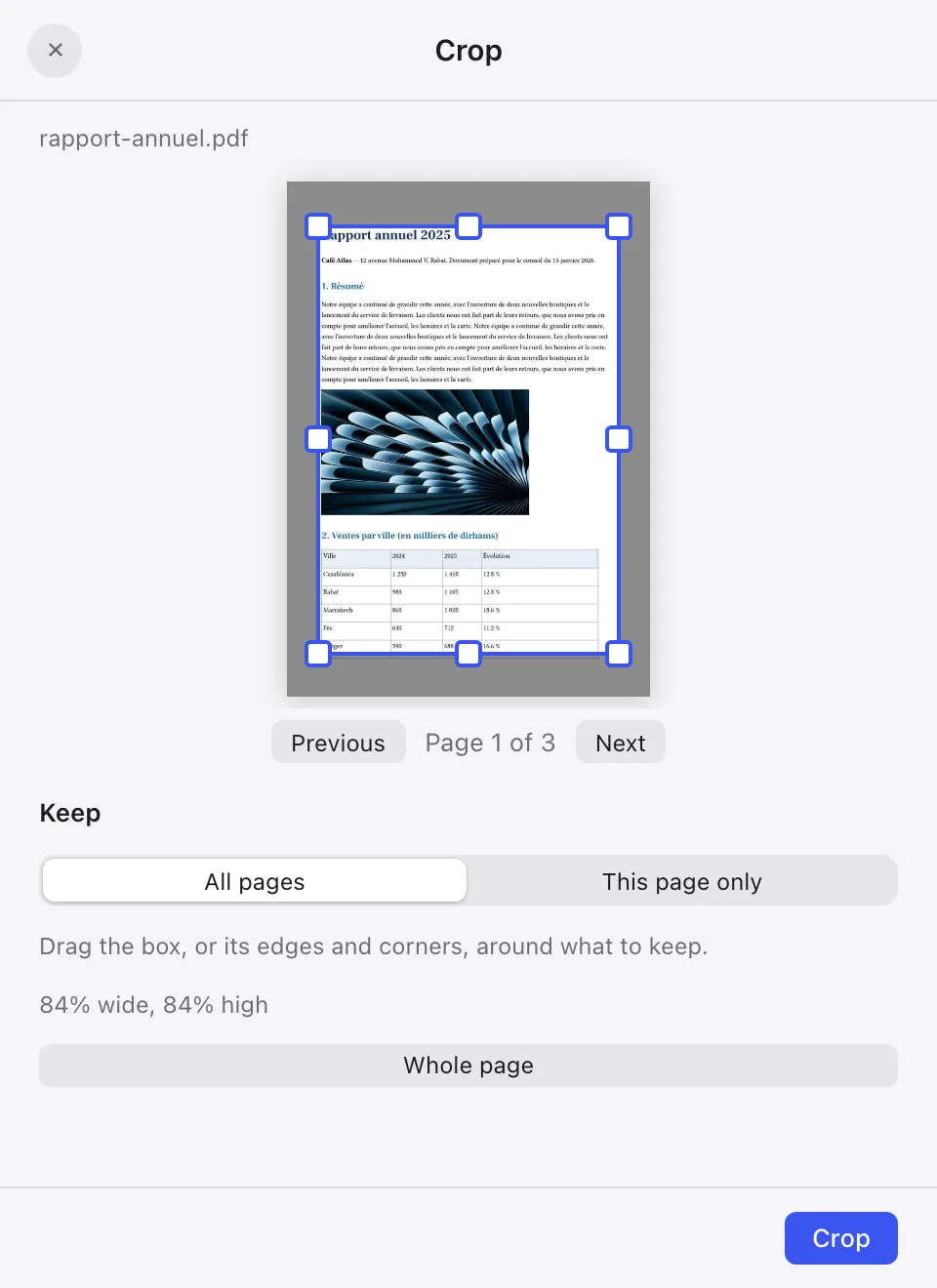 Crop pages