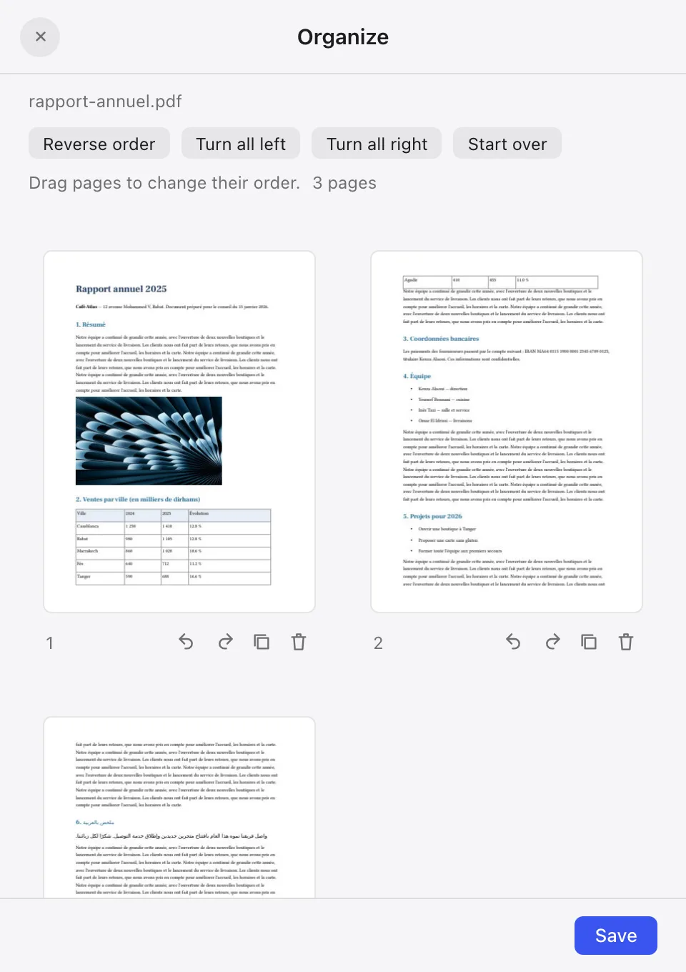 Organize pages