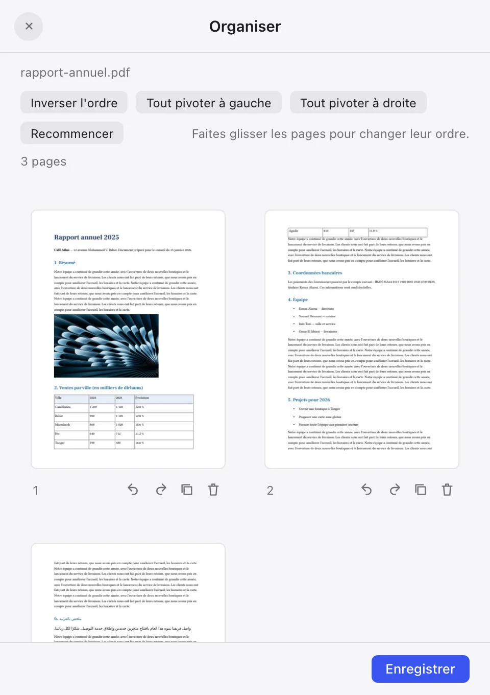 Organiser les pages