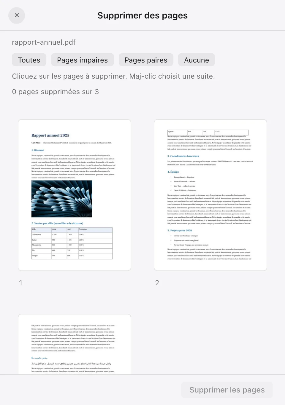 Supprimer des pages